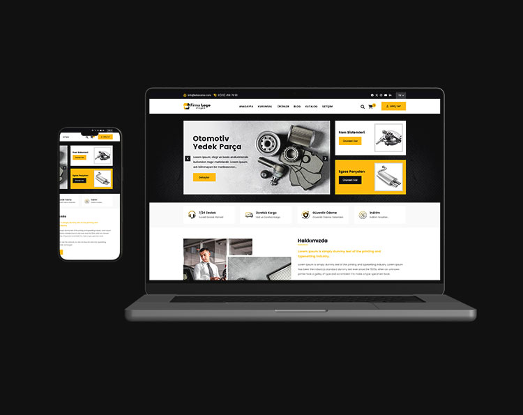 Oto Yedek Parça Web Tasarım E-Ticaret Arayüz