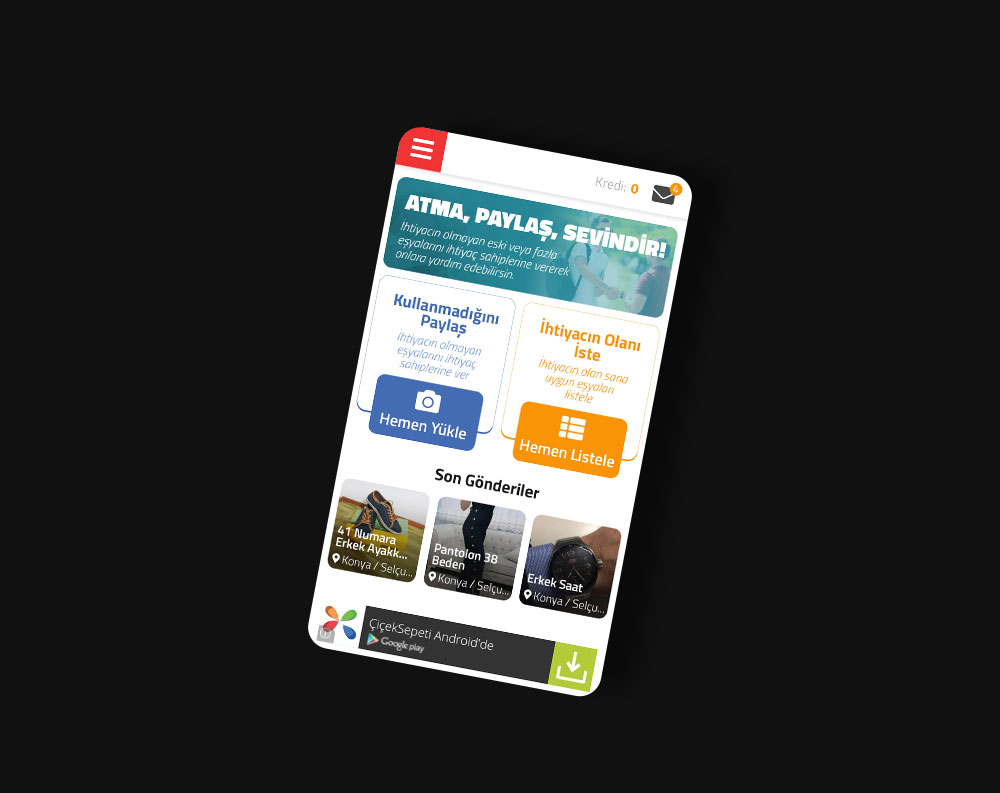 Atma Paylaş Sevindir- Mobil Uygulama Tasarımı