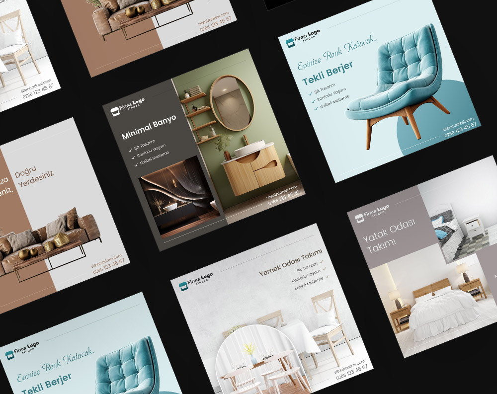 Mobilya Sosyal Medya Post Tasarım Çalışmaları