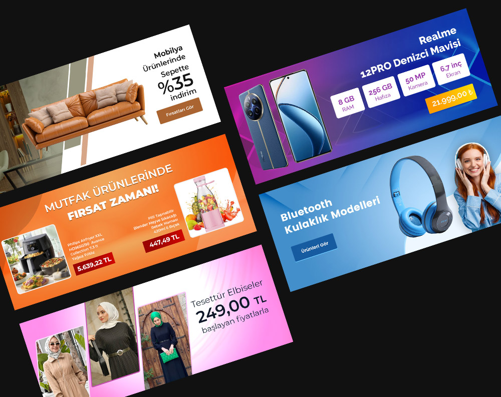 E-Ticaret Slider Banner Tasarım Çalışması