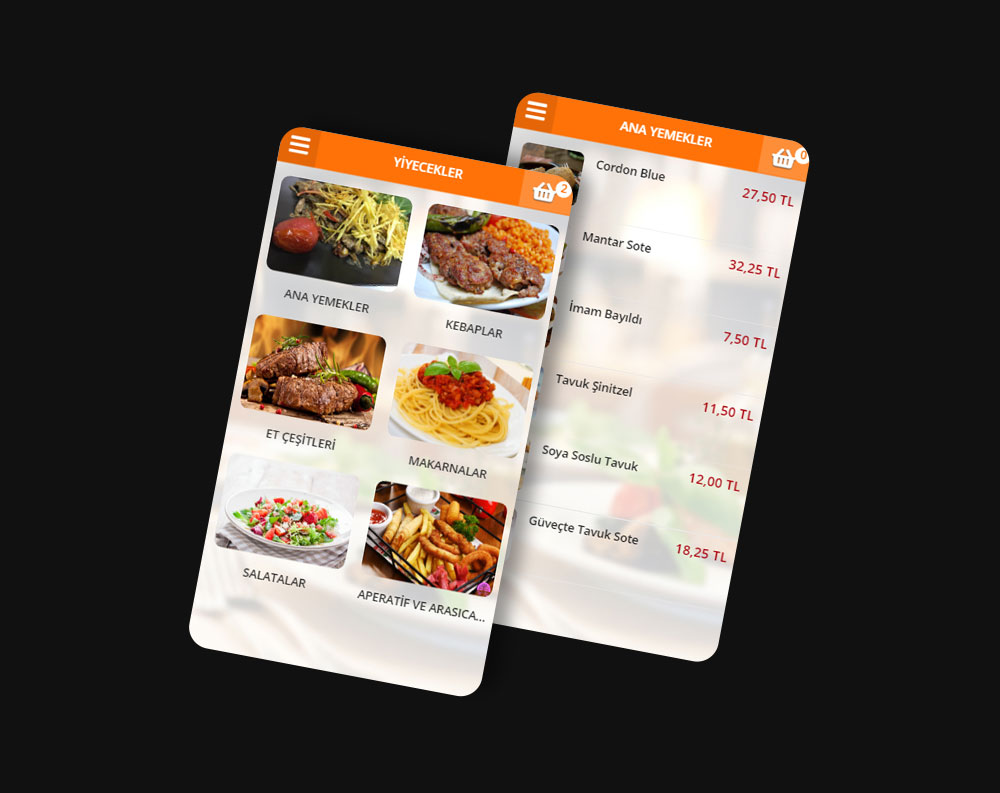 Restoran Menü Mobil Uygulama Tasarım